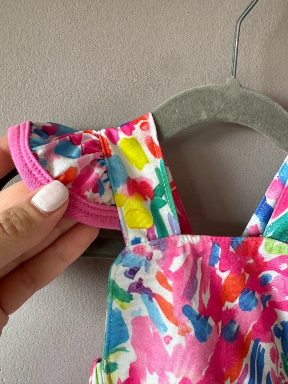 Abby‎ & Evie Baby Boutique Bright Watercolor Print Ruffle Bubble Romper 3 Months